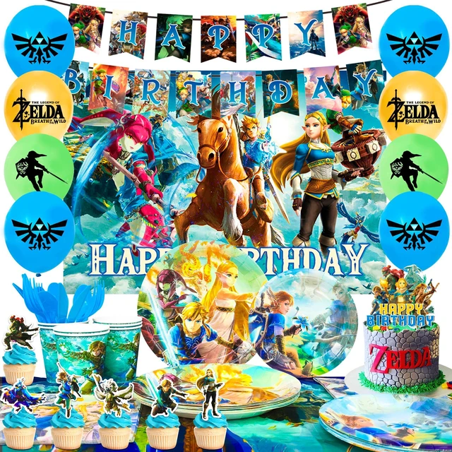 Main image of Zelda Birthday Party Supplies,112pcs Zelda Party Decorations & Tableware Set- Zelda Birthday Decorations Balloons Banner Backdrop & Zelda Plates Cups Table Cover etc Legend Of Zelda Party Supplies
