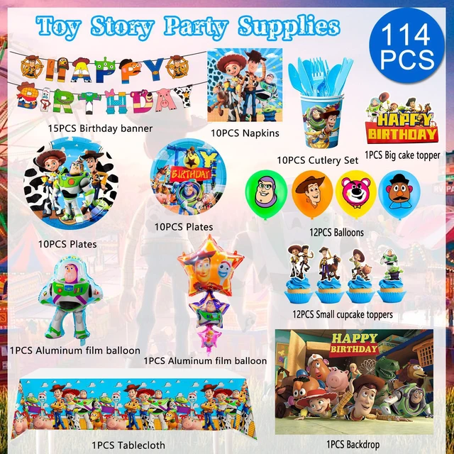 Alt view image 7 of 7 - Toy Story Birthday Decorations,114pcs Toy Story Party Decorations&Toy Story Tableware Set-Toy Story Decorations Ballons Banner Backdrop&Toy Story Plates Napkins Tablecloth etc Toy Story Party Supplies