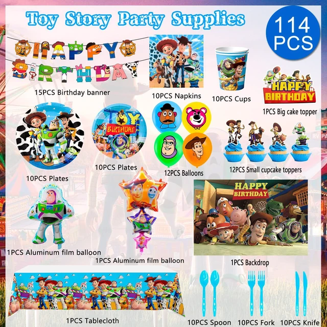 Alt view image 6 of 7 - Toy Story Birthday Decorations,114pcs Toy Story Party Decorations&Toy Story Tableware Set-Toy Story Decorations Ballons Banner Backdrop&Toy Story Plates Napkins Tablecloth etc Toy Story Party Supplies