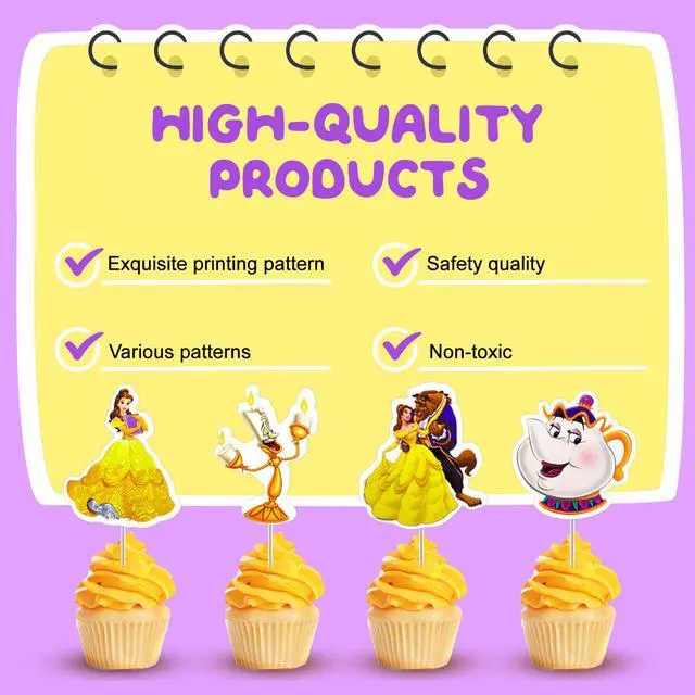 Alt view image 3 of 6 - 117 Pcs Beauty and the Beast Party Decorations and Tableware Kits - Beauty and the Beast Party Plates Cups Napkins Balloons etc Beauty and the Beast Birthday Party Supplies for Boys/Girls