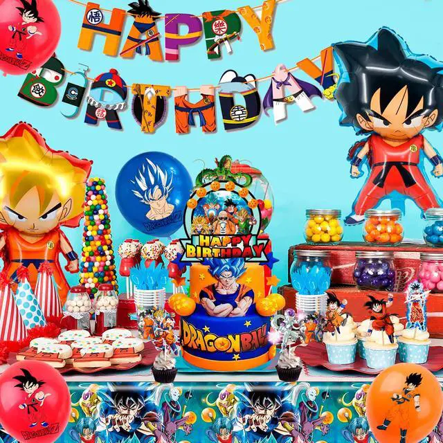 Alt view image 2 of 7 - Dragon Ball Birthday Decoration, 111pcs Dragon Ball Party Decoration&Tableware Set-Dragon Ball Banner Balloons Cupcake Topper Napkins Paper Plates Cups Table Cloth etc Dragon Ball Party Supplies