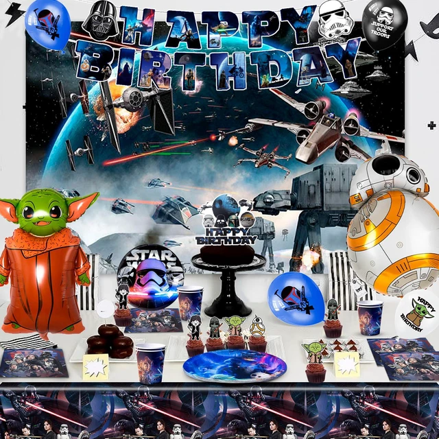 Alt view image 5 of 7 - Star Wars Party Supplies,114pcs Star Wars Party Decorations & Tableware Set-Star Wars Party Plates Napkins Cups & Star Wars Birthday Banner Balloons Cake Decorations etc Star Wars Birthday Decorations