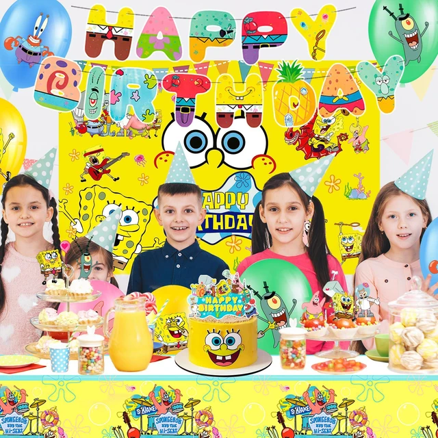 Alt view image 4 of 7 - SpongeBob Birthday Decorations, 99 Pcs SpongeBob Party Decorations & SpongeBob Party Tableware Set - SpongeBob Party Plates Cups Napkins Backdrop Balloon Banners etc SpongeBob Party Supplies