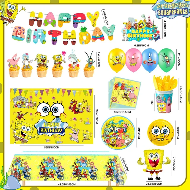 Alt view image 7 of 7 - SpongeBob Birthday Decorations, 99 Pcs SpongeBob Party Decorations & SpongeBob Party Tableware Set - SpongeBob Party Plates Cups Napkins Backdrop Balloon Banners etc SpongeBob Party Supplies