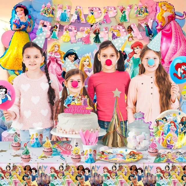 Alt view image 5 of 7 - Princess Birthday Party Supplies, 116 Pcs Princess Party Decorations & Tableware Set - Princess Party Plates Cups Tablecloth & Princess Balloons Banner Backdrop etc Princess Decorations for Birthday