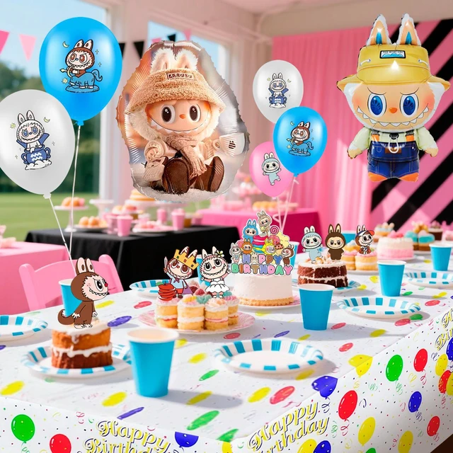 Alt view image 5 of 7 - 29 Pcs Labubu Birthday Party Decorations Set - Labubu Party Banner Balloons Tablecloth & Labubu Birthday Cake Toppers etc Labubu Party Decorations for Labubu Birthday Party Supplies