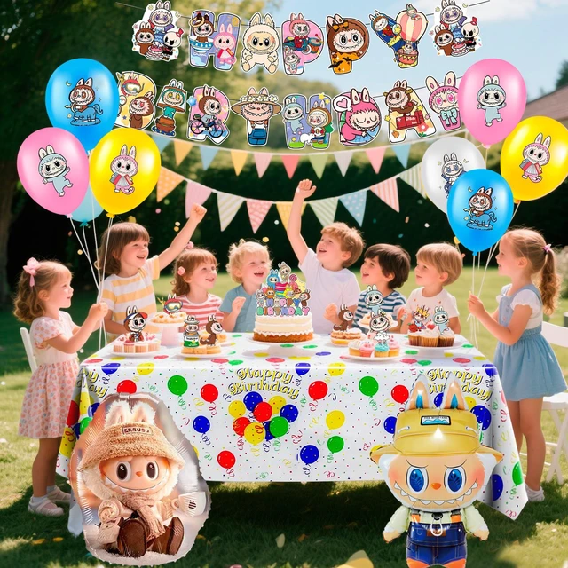 Alt view image 4 of 7 - 29 Pcs Labubu Birthday Party Decorations Set - Labubu Party Banner Balloons Tablecloth & Labubu Birthday Cake Toppers etc Labubu Party Decorations for Labubu Birthday Party Supplies