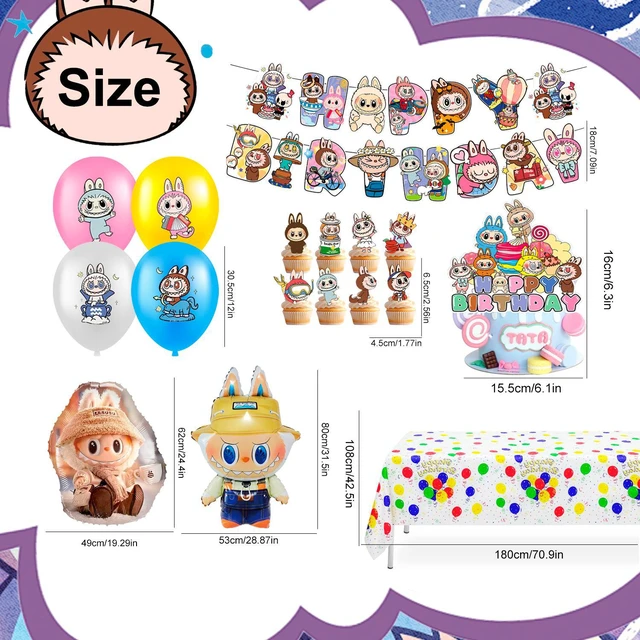Alt view image 7 of 7 - 29 Pcs Labubu Birthday Party Decorations Set - Labubu Party Banner Balloons Tablecloth & Labubu Birthday Cake Toppers etc Labubu Party Decorations for Labubu Birthday Party Supplies