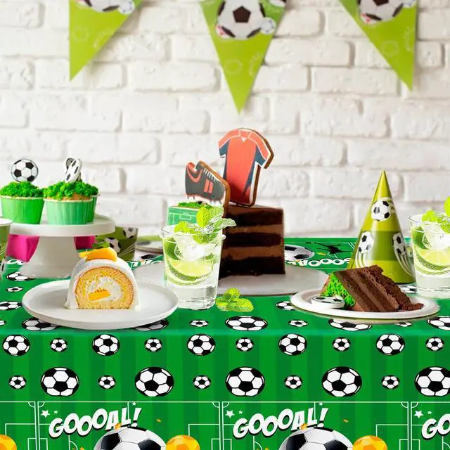 Alt view image 4 of 6 - Soccer Tablecloth, 3 Pcs Soccer Party Tablecloth Set - Soccerball Party Tablecloth, Soccer Table Covers & Soccer Theme Table Cloth, for Soccer Party Decorations & Soccer Birthday Decorations