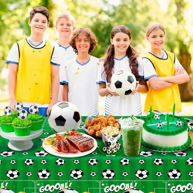 Alt view image 2 of 6 - Soccer Tablecloth, 3 Pcs Soccer Party Tablecloth Set - Soccerball Party Tablecloth, Soccer Table Covers & Soccer Theme Table Cloth, for Soccer Party Decorations & Soccer Birthday Decorations