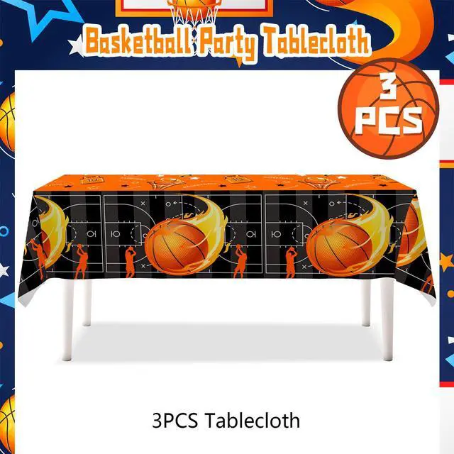 Alt view image 6 of 6 - Basketball Tablecloth, 3pcs Basketball Party Table Cover Set Basketball Table Cloths for Parties,Basketball Birthday Tablecloth & Basketball Theme Table Cover for Basketball Birthday Party Decorations