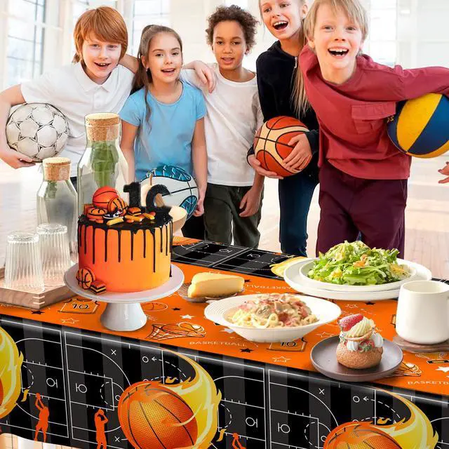 Alt view image 2 of 6 - Basketball Tablecloth, 3pcs Basketball Party Table Cover Set Basketball Table Cloths for Parties,Basketball Birthday Tablecloth & Basketball Theme Table Cover for Basketball Birthday Party Decorations