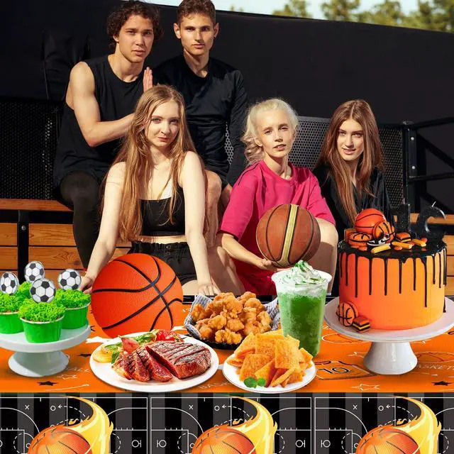 Alt view image 4 of 6 - Basketball Tablecloth, 3pcs Basketball Party Table Cover Set Basketball Table Cloths for Parties,Basketball Birthday Tablecloth & Basketball Theme Table Cover for Basketball Birthday Party Decorations
