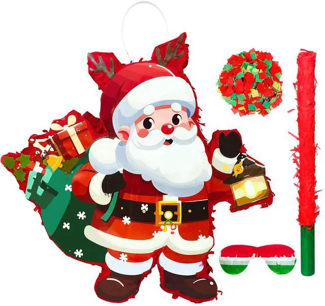 Main image of Christmas Santa Claus Piñata, 13.3'' Christmas Piñata Bundle - Santa Claus Piñata, Christmas Party Games Stick Blindfold etc Christmas Decorations for Christmas Party Decorations Piñata