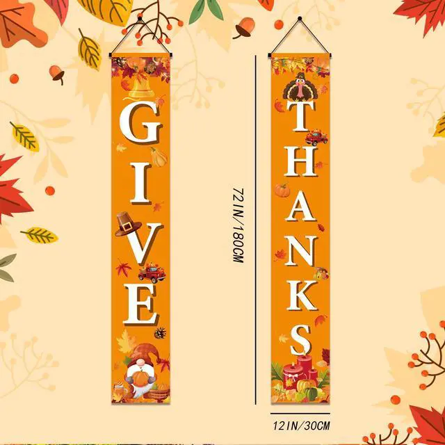 Alt view image 6 of 6 - Thanksgiving Door Banners,2 Pcs Thanksgiving Couplets Kit - Give Thanks Porch Banners,Happy Thanksgiving Porch Banners/ Happy Thanksgiving Porch Banners for Thanksgiving Party Decorations Porch Sign