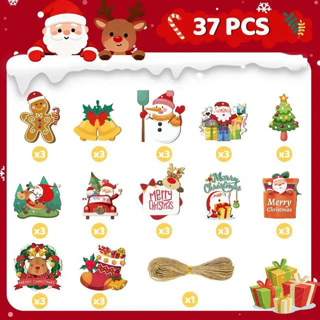 Alt view image 7 of 7 - 37pcs Christmas Tree Decorations, Wooden Christmas Ornaments,Christmas Wooden Ornaments,Christmas Ornaments Wooden,Wood Christmas Tree Hanging Ornament,Christmas Decor