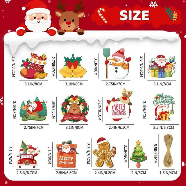 Alt view image 6 of 7 - 37pcs Christmas Tree Decorations, Wooden Christmas Ornaments,Christmas Wooden Ornaments,Christmas Ornaments Wooden,Wood Christmas Tree Hanging Ornament,Christmas Decor