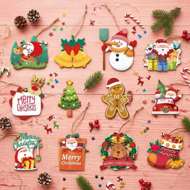 Alt view image 5 of 7 - 37pcs Christmas Tree Decorations, Wooden Christmas Ornaments,Christmas Wooden Ornaments,Christmas Ornaments Wooden,Wood Christmas Tree Hanging Ornament,Christmas Decor