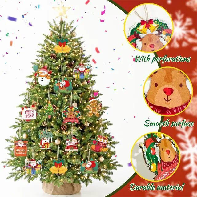 Alt view image 3 of 7 - 37pcs Christmas Tree Decorations, Wooden Christmas Ornaments,Christmas Wooden Ornaments,Christmas Ornaments Wooden,Wood Christmas Tree Hanging Ornament,Christmas Decor