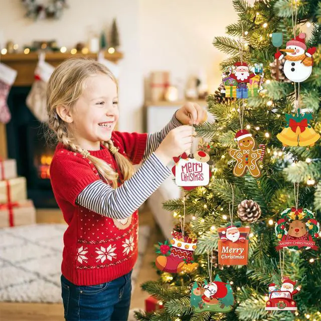 Alt view image 2 of 7 - 37pcs Christmas Tree Decorations, Wooden Christmas Ornaments,Christmas Wooden Ornaments,Christmas Ornaments Wooden,Wood Christmas Tree Hanging Ornament,Christmas Decor
