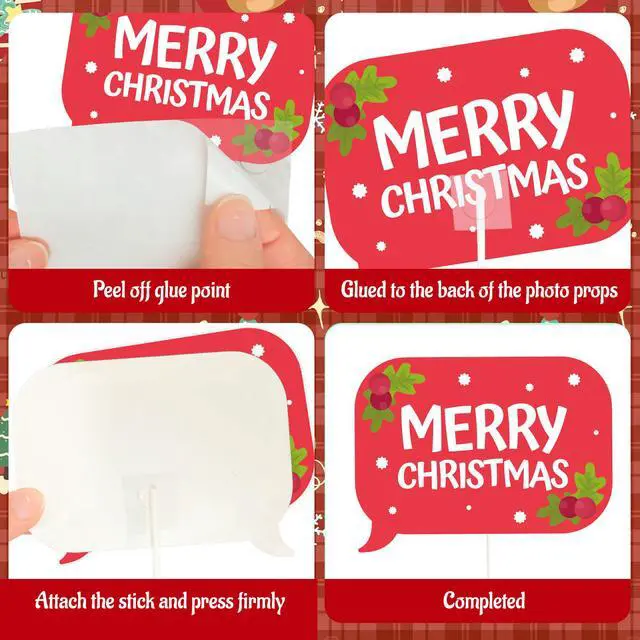 Alt view image 5 of 7 - 40pcs Christmas Photo Booth Props for Christmas Party Decorations,Christmas Photo Props,Xmas Photo Booth Props,Christmas Decorations,Christmas Party Supplies Favors