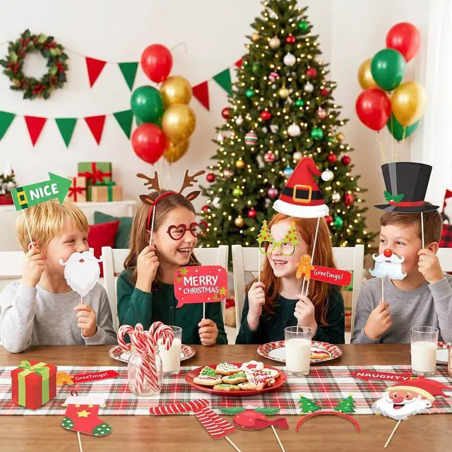 Alt view image 3 of 7 - 40pcs Christmas Photo Booth Props for Christmas Party Decorations,Christmas Photo Props,Xmas Photo Booth Props,Christmas Decorations,Christmas Party Supplies Favors