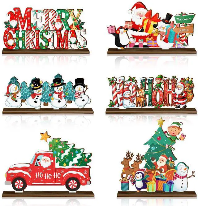 Main image of 6pcs Christmas Wooden Tabletop Ornaments for Christmas Decorations,Christmas Tabletop Decorations,Christmas Tabletop Ornaments,Christmas Party Decorations