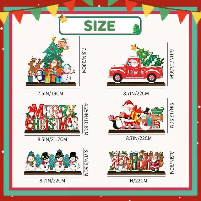 Alt view image 6 of 7 - 6pcs Christmas Wooden Tabletop Ornaments for Christmas Decorations,Christmas Tabletop Decorations,Christmas Tabletop Ornaments,Christmas Party Decorations