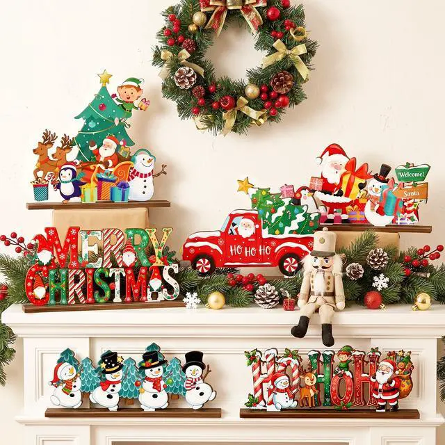 Alt view image 4 of 7 - 6pcs Christmas Wooden Tabletop Ornaments for Christmas Decorations,Christmas Tabletop Decorations,Christmas Tabletop Ornaments,Christmas Party Decorations