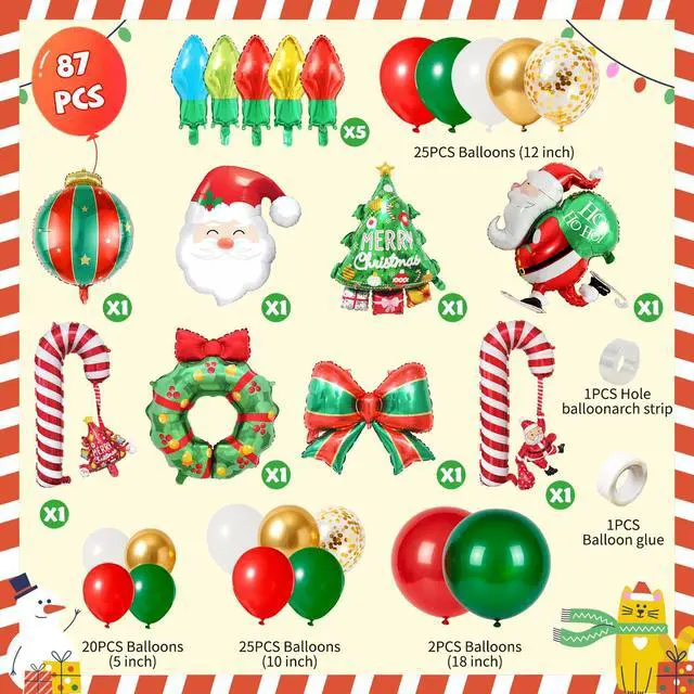 Alt view image 7 of 7 - 87pcs Christmas Balloon Garland Arch Kit for Christmas Party Decorations