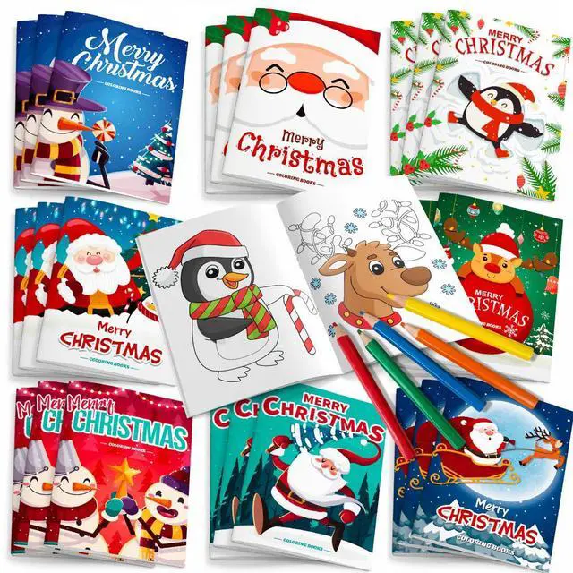 Main image of Christmas Coloring Books for Kids,24pcs Christmas Coloring Books Bulk/Xmas Activity Books Bulk & 12 Christmas Party Color Pencils for Kids All Ages Indoor Activities Christmas Party Supplies Gifts