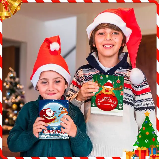 Alt view image 2 of 6 - Christmas Coloring Books for Kids,24pcs Christmas Coloring Books Bulk/Xmas Activity Books Bulk & 12 Christmas Party Color Pencils for Kids All Ages Indoor Activities Christmas Party Supplies Gifts