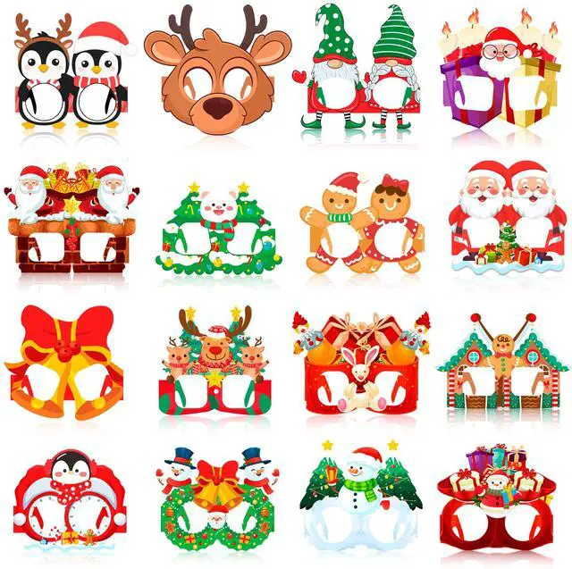 Main image of 32pcs Christmas Paper Glasses for Christmas Party Decorations,Christmas Party Glasses,Christmas Paper Eyeglasses,Christmas Glasses Props,Christmas Decorations