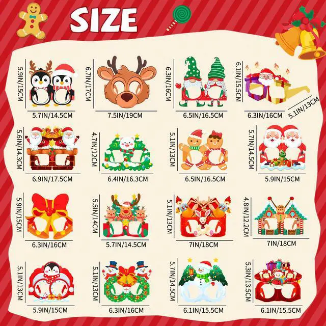 Alt view image 6 of 7 - 32pcs Christmas Paper Glasses for Christmas Party Decorations,Christmas Party Glasses,Christmas Paper Eyeglasses,Christmas Glasses Props,Christmas Decorations