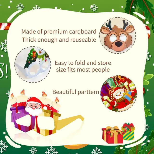 Alt view image 3 of 7 - 32pcs Christmas Paper Glasses for Christmas Party Decorations,Christmas Party Glasses,Christmas Paper Eyeglasses,Christmas Glasses Props,Christmas Decorations