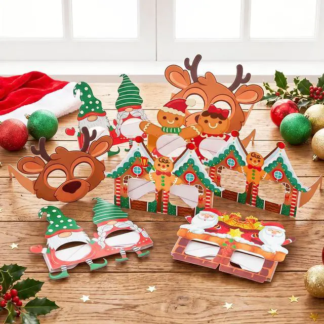 Alt view image 2 of 7 - 32pcs Christmas Paper Glasses for Christmas Party Decorations,Christmas Party Glasses,Christmas Paper Eyeglasses,Christmas Glasses Props,Christmas Decorations