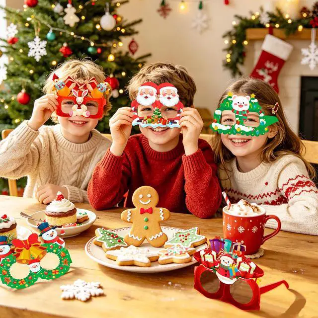 Alt view image 4 of 7 - 32pcs Christmas Paper Glasses for Christmas Party Decorations,Christmas Party Glasses,Christmas Paper Eyeglasses,Christmas Glasses Props,Christmas Decorations