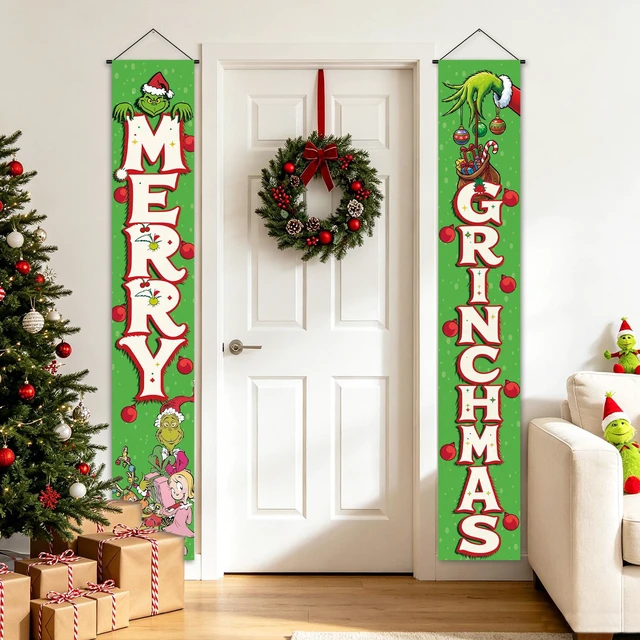 Alt view image 2 of 6 - Christmas Porch Banners Set, Christmas Porch Signs, Christmas Front Door Banner Decorations for Xmas Party Supplies