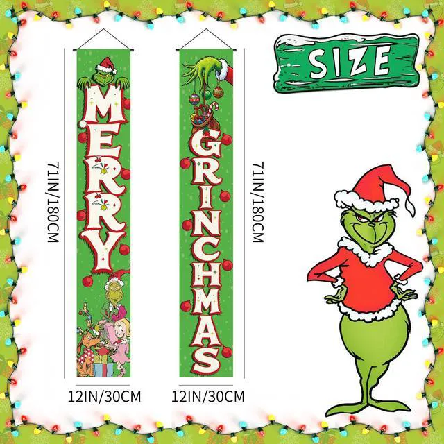 Alt view image 6 of 6 - Christmas Porch Banners Set, Christmas Porch Signs, Christmas Front Door Banner Decorations for Xmas Party Supplies