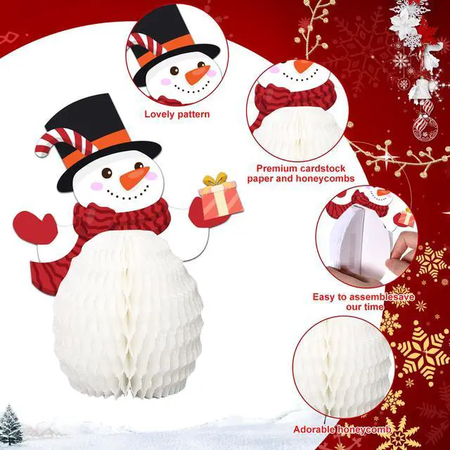 Alt view image 6 of 7 - Christmas Party Decorations, 9 PCS Merry Christmas Honeycomb Centerpieces, Xmas 3D Table Decorations for Christmas Party Decorations Supplies