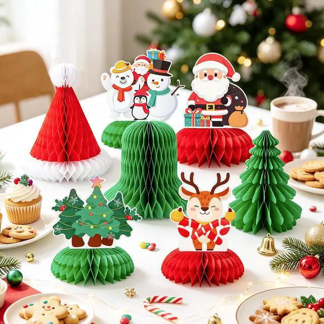 Alt view image 5 of 7 - 30pcs Christmas Party Decorations, Including Merry Christmas Banner Christmas Honeycomb Decorations, Christmas Hanging Swirls, Christmas Table Centerpieces for Xmas Party Supplies