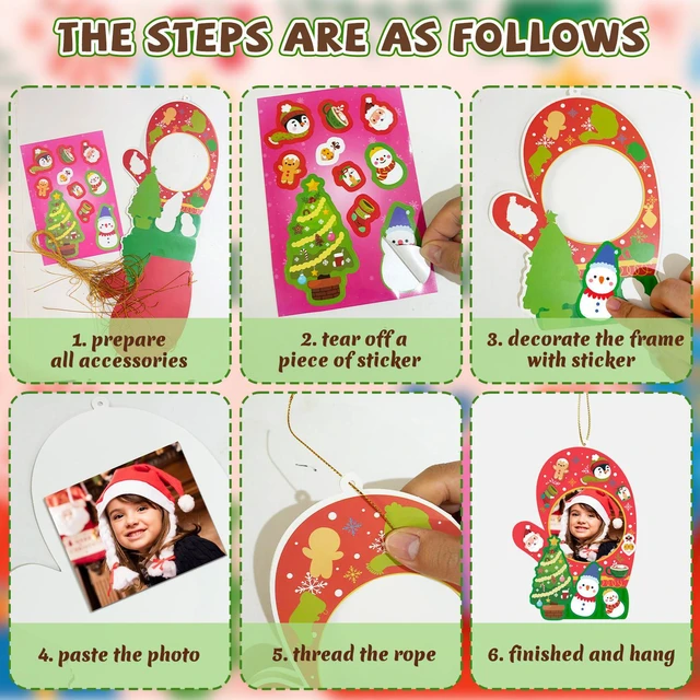 Alt view image 3 of 7 - 32 Pcs Christmas Photo Decorations Christmas Party Photo Decorations + 32 Pcs Christmas Diy Stickers Christmas Thened Stickers for Christmas Party Decorations or Christmas Eve Party Supplies