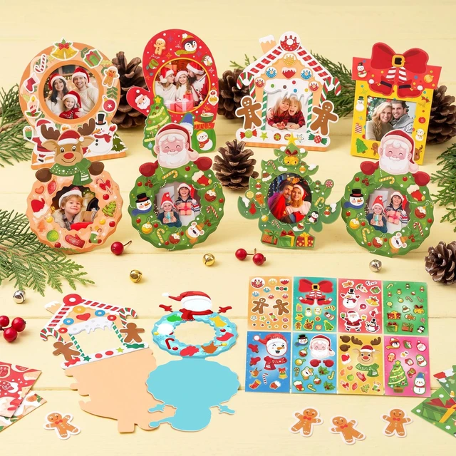 Alt view image 5 of 7 - 32 Pcs Christmas Photo Decorations Christmas Party Photo Decorations + 32 Pcs Christmas Diy Stickers Christmas Thened Stickers for Christmas Party Decorations or Christmas Eve Party Supplies