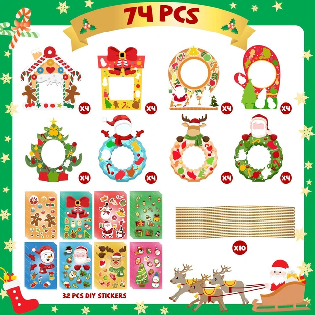 Alt view image 6 of 7 - 32 Pcs Christmas Photo Decorations Christmas Party Photo Decorations + 32 Pcs Christmas Diy Stickers Christmas Thened Stickers for Christmas Party Decorations or Christmas Eve Party Supplies