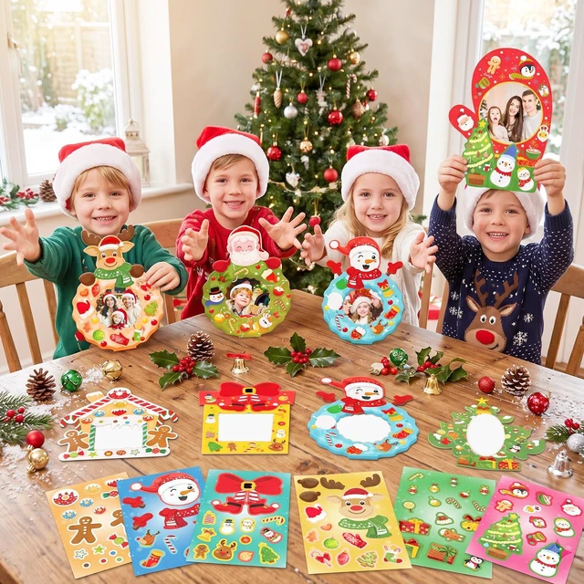 Alt view image 4 of 7 - 32 Pcs Christmas Photo Decorations Christmas Party Photo Decorations + 32 Pcs Christmas Diy Stickers Christmas Thened Stickers for Christmas Party Decorations or Christmas Eve Party Supplies