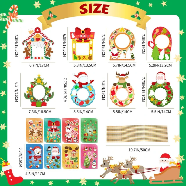 Alt view image 7 of 7 - 32 Pcs Christmas Photo Decorations Christmas Party Photo Decorations + 32 Pcs Christmas Diy Stickers Christmas Thened Stickers for Christmas Party Decorations or Christmas Eve Party Supplies