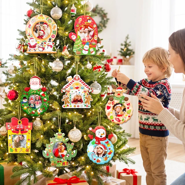 Alt view image 2 of 7 - 32 Pcs Christmas Photo Decorations Christmas Party Photo Decorations + 32 Pcs Christmas Diy Stickers Christmas Thened Stickers for Christmas Party Decorations or Christmas Eve Party Supplies