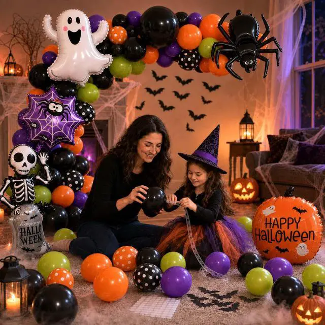 Alt view image 5 of 7 - 108pcs Halloween Balloon Garland Arch Kit for Halloween Party Decorations,Halloween Balloons Arch Kit,Halloween Balloons,Halloween Party Balloons,Halloween Foil Balloons,Halloween Supplies