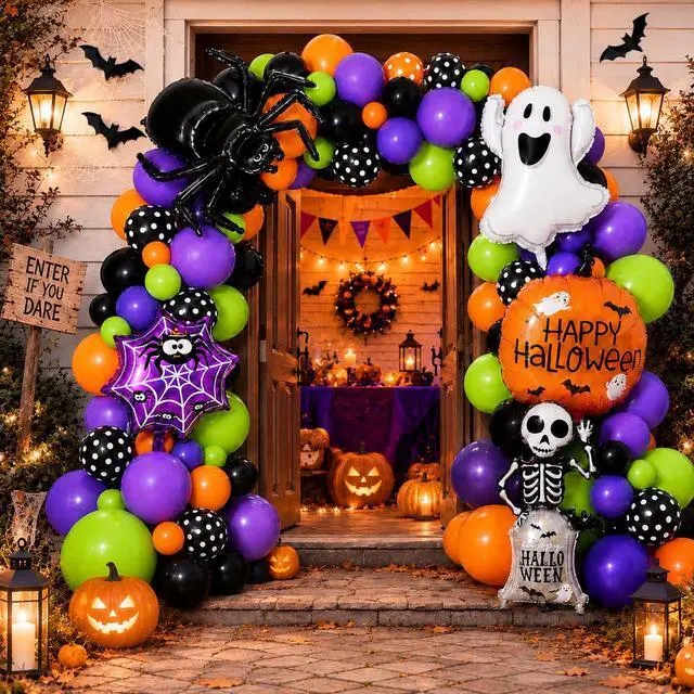 Alt view image 2 of 7 - 108pcs Halloween Balloon Garland Arch Kit for Halloween Party Decorations,Halloween Balloons Arch Kit,Halloween Balloons,Halloween Party Balloons,Halloween Foil Balloons,Halloween Supplies