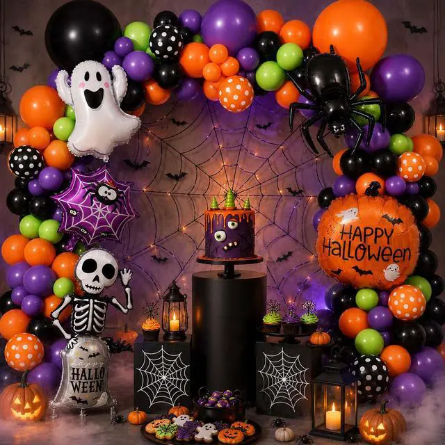 Alt view image 4 of 7 - 108pcs Halloween Balloon Garland Arch Kit for Halloween Party Decorations,Halloween Balloons Arch Kit,Halloween Balloons,Halloween Party Balloons,Halloween Foil Balloons,Halloween Supplies